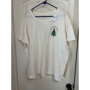 Old Navy Size XXL Tall Holiday Christmas All Spruced Up Ivory "Easy" T-Shirt NWT